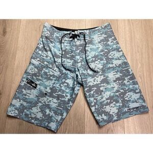 Pelagic Shorts Men 30 Blue Digital Camo Fishing Board Swim Hybrid 4tek Off Shore